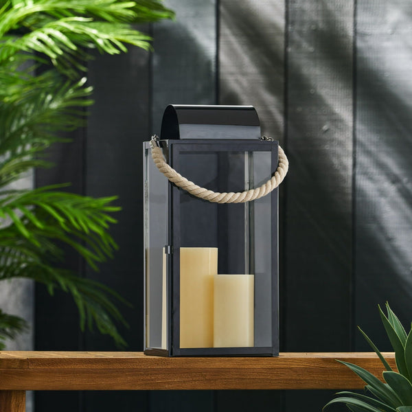 Ashuelot Stainless Steel Outdoor 19" Lantern, Black EasyOptionXY LLC