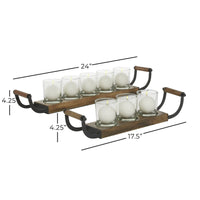 DecMode 8 Holder Brown Wood Tealight Candelabra, Set of 2 EasyOptionXY LLC