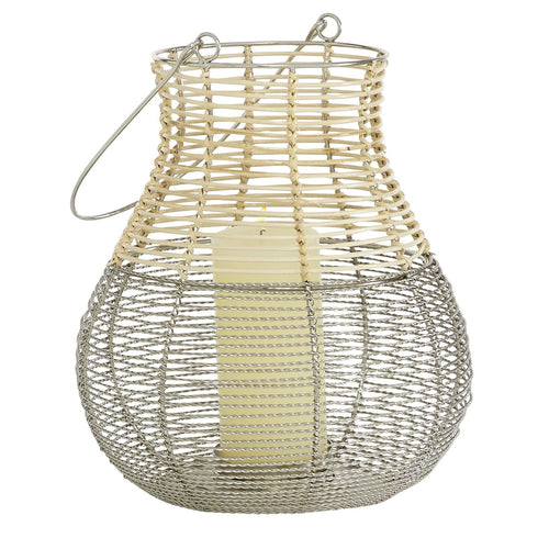 DecMode 11"W, 12"H Metal Contemporary Candle Lantern, Silver, 1 - Piece EasyOptionXY LLC