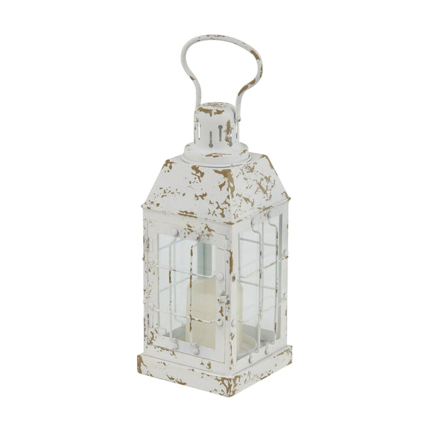 DecMode 7"W, 14"H Vintage Lantern, White, 1 - Piece EasyOptionXY LLC