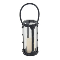 Decmode Modern 12 X 6 Inch Cylindrical Metal And Glass Candle Lantern EasyOptionXY LLC
