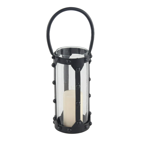 Decmode Modern 12 X 6 Inch Cylindrical Metal And Glass Candle Lantern EasyOptionXY LLC