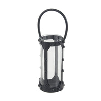 Decmode Modern 12 X 6 Inch Cylindrical Metal And Glass Candle Lantern EasyOptionXY LLC