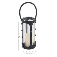 Decmode Modern 12 X 6 Inch Cylindrical Metal And Glass Candle Lantern EasyOptionXY LLC
