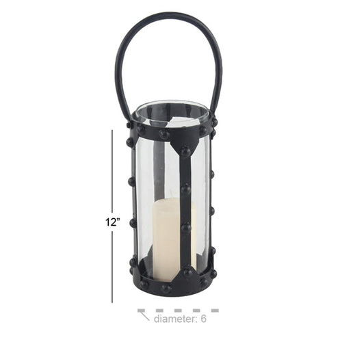 Decmode Modern 12 X 6 Inch Cylindrical Metal And Glass Candle Lantern EasyOptionXY LLC