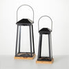 Sullivans 17.75" & 14.75" Black Metal & Wood Lantern Set of 2 EasyOptionXY LLC