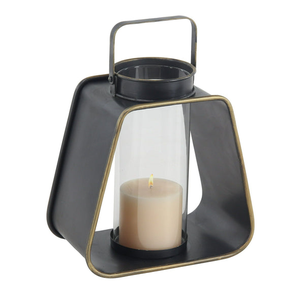 Decmode Modern 12 X 12 Inch Black Metal And Glass Candle Lantern EasyOptionXY LLC