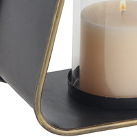 Decmode Modern 12 X 12 Inch Black Metal And Glass Candle Lantern EasyOptionXY LLC