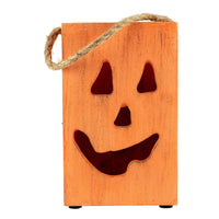 Northlight 8" Orange Wood Jack O Lantern Halloween Candle Lantern EasyOptionXY LLC