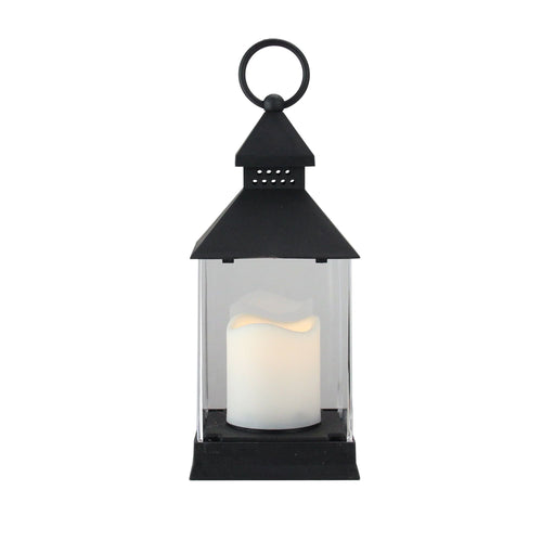9.5" Black Candle Lantern with Flameless LED Candle Tabletop Decor EasyOptionXY LLC