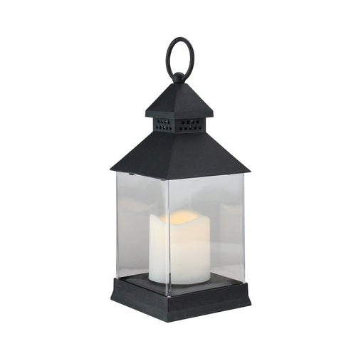 9.5" Black Candle Lantern with Flameless LED Candle Tabletop Decor EasyOptionXY LLC