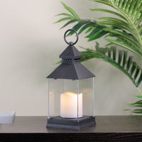 9.5" Black Candle Lantern with Flameless LED Candle Tabletop Decor EasyOptionXY LLC