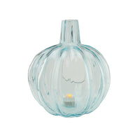 11" Transparent Light Blue Glass Pumpkin Shaped Pillar Candle Holder EasyOptionXY LLC