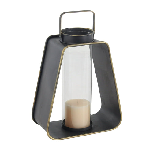 Decmode Modern 16 X 13 Inch Black Metal And Glass Candle Lantern EasyOptionXY LLC