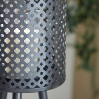 Decmode Large Round Pierced Black Metal Lantern Candle Holder with Tripod Base & Quatrefoil Pattern, 8' x 32' EasyOptionXY LLC