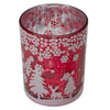 Northlight 5" Red and Shiny Silver Deer in Winter Woods Flameless Candle Holder EasyOptionXY LLC