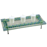 Dale Tiffany 16" x 5" Contemporary Glass Candle Lantern Holder, Blue EasyOptionXY LLC