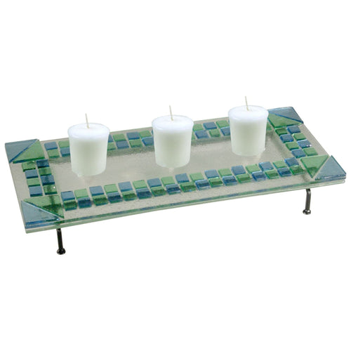 Dale Tiffany 16" x 5" Contemporary Glass Candle Lantern Holder, Blue EasyOptionXY LLC