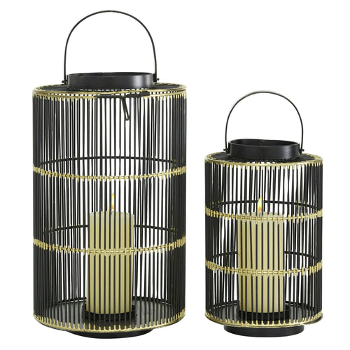 DecMode 2 Holder Black Metal Decorative Candle Lantern, Set of 2 EasyOptionXY LLC