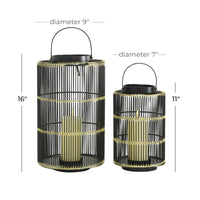 DecMode 2 Holder Black Metal Decorative Candle Lantern, Set of 2 EasyOptionXY LLC