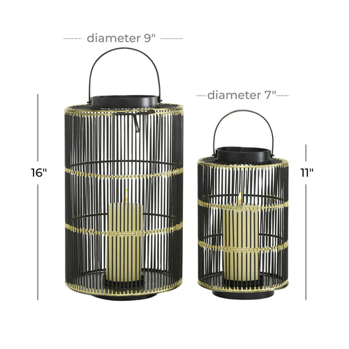 DecMode 2 Holder Black Metal Decorative Candle Lantern, Set of 2 EasyOptionXY LLC