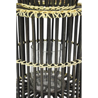 Decmode - 14' x 18' Large Cylindrical Black Rattan Rustic Lantern, Birdcage Shape EasyOptionXY LLC