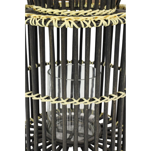 Decmode - 14' x 18' Large Cylindrical Black Rattan Rustic Lantern, Birdcage Shape EasyOptionXY LLC