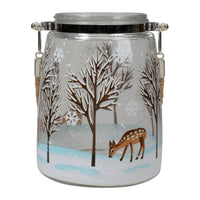 6.25" Trees and Fawns Flameless Glass Candle Lantern EasyOptionXY LLC