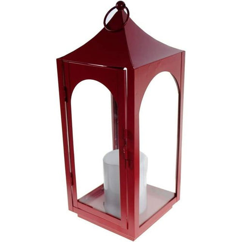 Shop4Omni 15 Inch Decorative Lantern Centerpiece with Flickering LED Candle / Red EasyOptionXY LLC