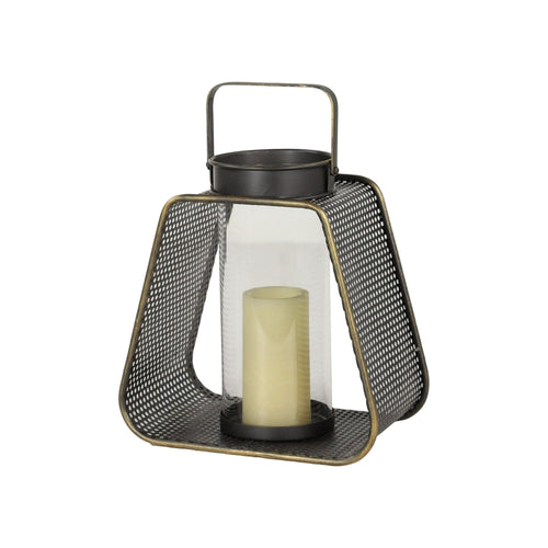 DecMode Indoor 11"W, 15"H Industrial Iron Lantern Black, 1-Piece EasyOptionXY LLC