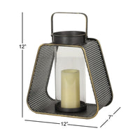 DecMode Indoor 11"W, 15"H Industrial Iron Lantern Black, 1-Piece EasyOptionXY LLC