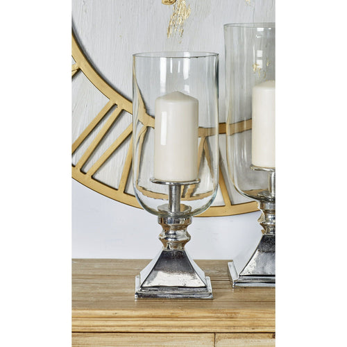DecMode Silver Aluminum Pillar Hurricane Lamp EasyOptionXY LLC