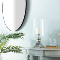 DecMode Silver Aluminum Pillar Hurricane Lamp EasyOptionXY LLC