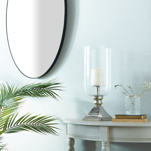 DecMode Silver Aluminum Pillar Hurricane Lamp EasyOptionXY LLC