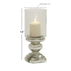 DecMode Silver Glass Handmade Turned Style Pillar Hurricane Lamp with Faux Mercury Glass Finish EasyOptionXY LLC