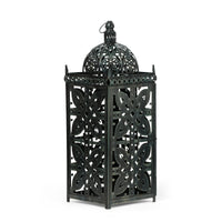 Noble House Parkman Iron Large Handcrafted Decorative Lantern, Black Patina EasyOptionXY LLC