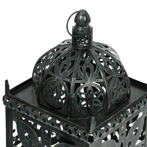 Noble House Parkman Iron Large Handcrafted Decorative Lantern, Black Patina EasyOptionXY LLC