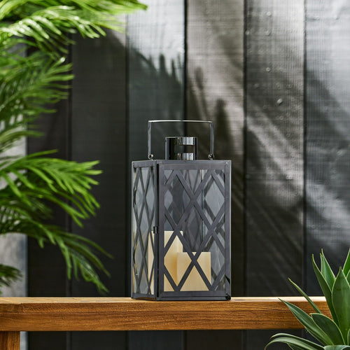 Farnsworth Stainless Steel Outdoor 14" Lantern, Black EasyOptionXY LLC