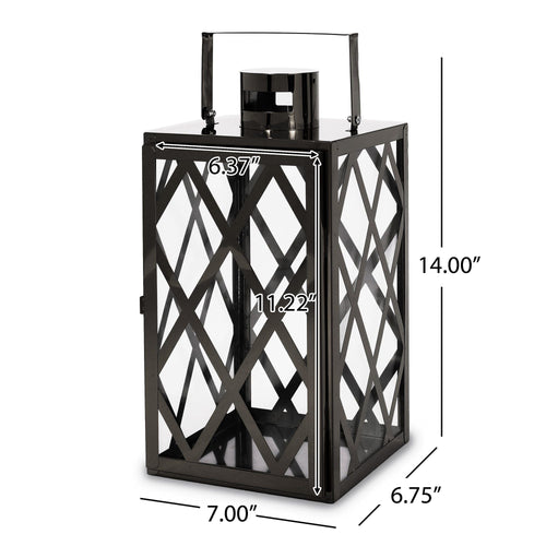 Farnsworth Stainless Steel Outdoor 14" Lantern, Black EasyOptionXY LLC