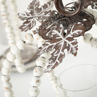 Beaded Pumpkin Pillar Holders White 13"H Wood Set of 2 EasyOptionXY LLC