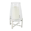 DecMode Stainless Steel Hurricane Lamp with Stainless Steel X Shaped Base EasyOptionXY LLC