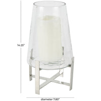DecMode Stainless Steel Hurricane Lamp with Stainless Steel X Shaped Base EasyOptionXY LLC