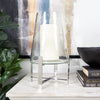 DecMode Stainless Steel Hurricane Lamp with Stainless Steel X Shaped Base EasyOptionXY LLC