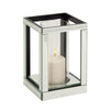 DecMode Silver Glass Pillar Hurricane Lamp with Mirrored Accents EasyOptionXY LLC