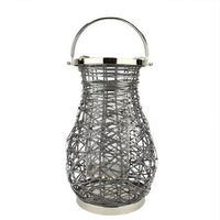 Northlight 18.5" Modern Orange Decorative Woven Iron Pillar Candle Lantern with Glass Hurricane EasyOptionXY LLC