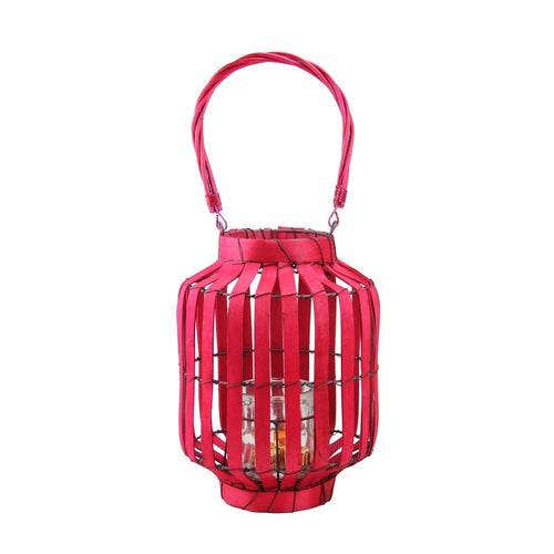 20" Tropicalia Blush Red Cabana Tiki Bar Votive Candle Holder Lantern EasyOptionXY LLC