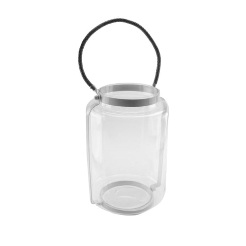 18" Clear Glass Hurricane Pillar Candle Lantern with White Metal Frame EasyOptionXY LLC