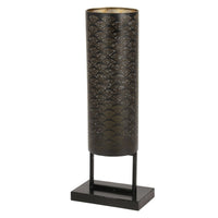 DecMode Modern Style Large Black Cylinder Metal Lantern with Pierced Metal Boho Pattern on Metal Base, 10' x 27' EasyOptionXY LLC