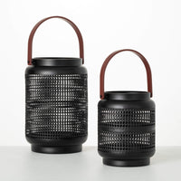 Sullivans 10.5" & 7.25" Modern Black Caged Lantern Set of 2, Metal EasyOptionXY LLC