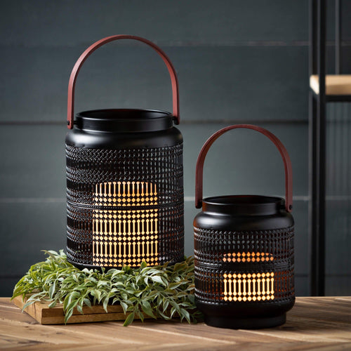 Sullivans 10.5" & 7.25" Modern Black Caged Lantern Set of 2, Metal EasyOptionXY LLC